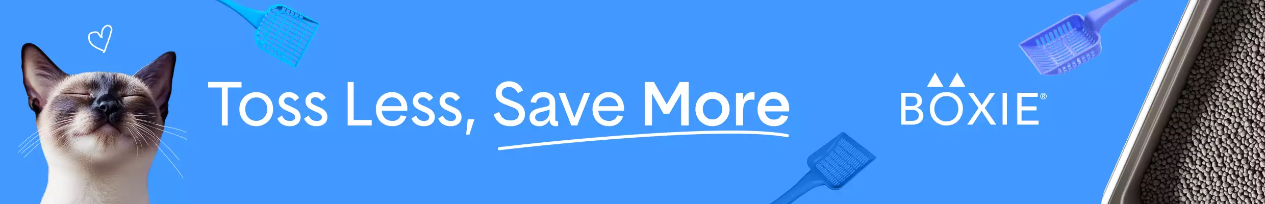 Boxie logo with Toss Less, Save More text